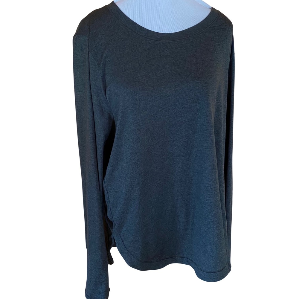 Athleta Uptempo Long Sleeve Top Charcoal Gray 1X Scoop Neck Performance Shirt